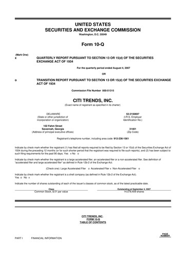 Vorschaubild Citi Trends, Inc. 10-Q Quartalsbericht  