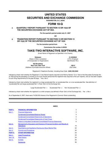 Miniature Take-Two Interactive
 10-Q Rapport trimestriel  