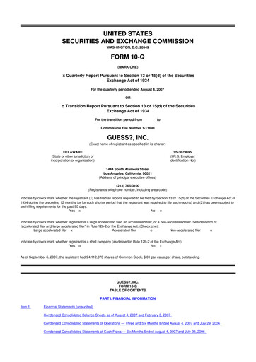 Thumbnail Guess 10-Q Quarterly Report FY 