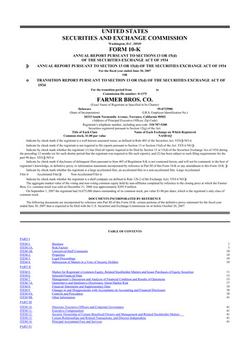 Thumbnail Farmer Brothers
 10-K Annual Report 