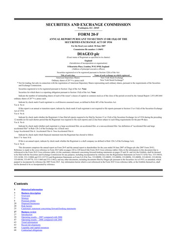 Miniature Diageo 20-F Rapport annuel 