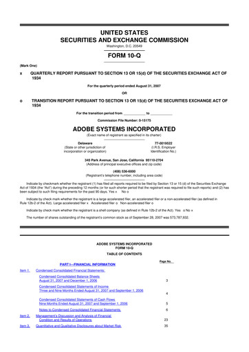 Thumbnail Adobe 10-Q Quarterly Report FY 