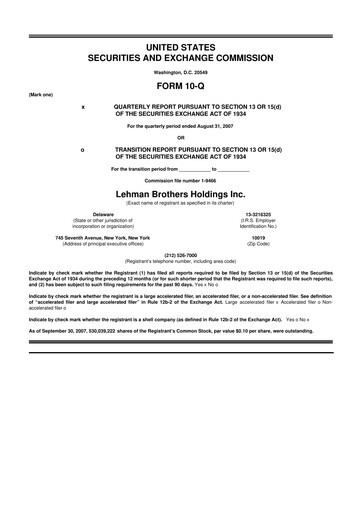 Thumbnail Lehman Brothers 10-Q Quarterly Report FY 