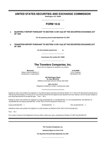 Thumbnail The Travelers Companies 10-Q Quarterly Report FY 