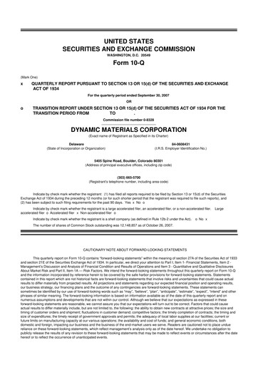 Miniature DMC Global 10-Q Rapport trimestriel  