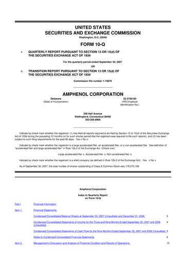 Thumbnail Amphenol 10-Q Quarterly Report FY 