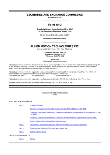 Thumbnail Allient 10-Q Quarterly Report FY 