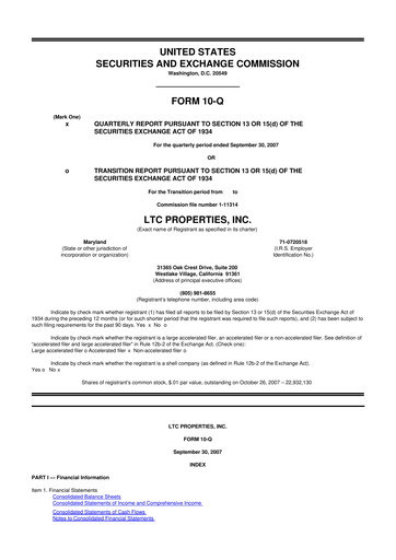 Thumbnail LTC Properties 10-Q Quarterly Report FY 
