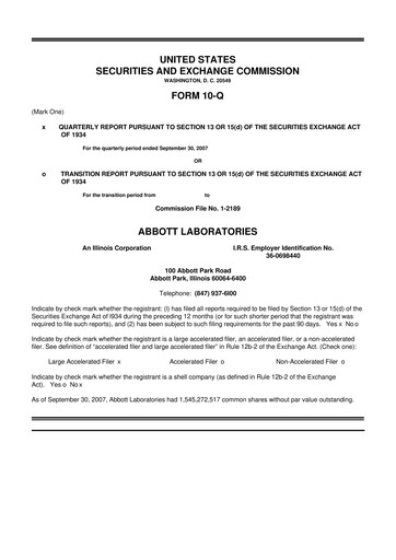 Thumbnail Abbott Laboratories 10-Q Quarterly Report FY 