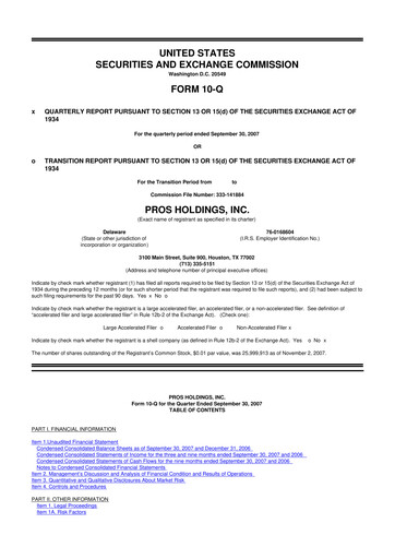 Thumbnail PROS Holdings, Inc.
 10-Q Quarterly Report FY 