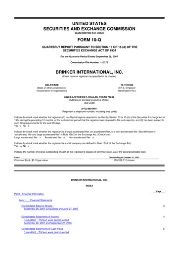 Thumbnail Brinker International
 10-Q Quarterly Report FY 