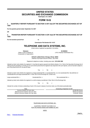 Thumbnail Telephone and Data Systems
 10-Q Quarterly Report FY 