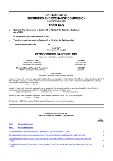 Thumbnail Penns Woods Bancorp 10-Q Quarterly Report FY 