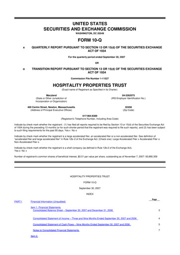 Thumbnail Service Properties Trust 10-Q Quarterly Report FY 