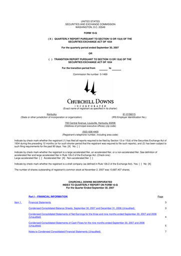 Vorschaubild Churchill Downs 10-Q Quartalsbericht  