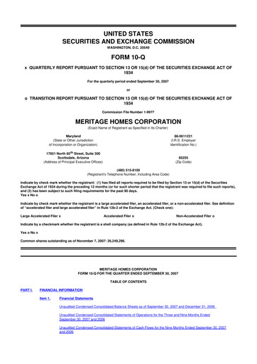 Thumbnail Meritage Homes 10-Q Quarterly Report FY 