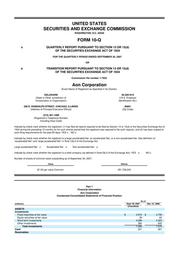 Vorschaubild Aon 10-Q Quartalsbericht  