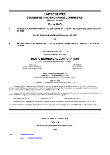 Vorschaubild Inovio Pharmaceuticals 10-Q Quartalsbericht  