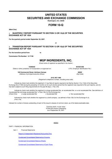 Thumbnail MGP Ingredients 10-Q Quarterly Report FY 