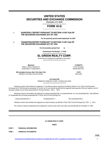 Thumbnail SL Green Realty
 10-Q Quarterly Report FY 