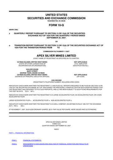 Miniature Golden Minerals
 10-Q Rapport trimestriel  