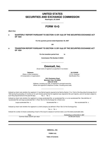 Thumbnail Omnicell
 10-Q Quarterly Report FY 