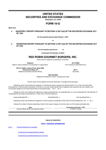 Thumbnail Red Robin
 10-Q Quarterly Report FY 