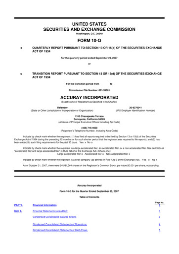 Miniature Accuray 10-Q Rapport trimestriel  