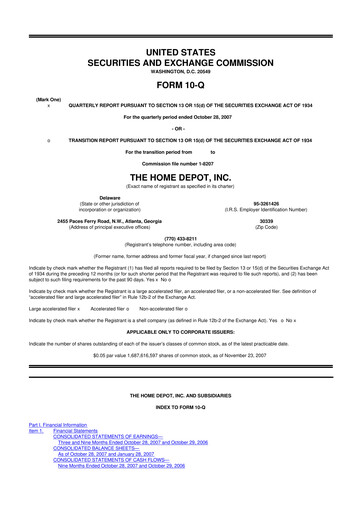 Vorschaubild Home Depot 10-Q Quartalsbericht  