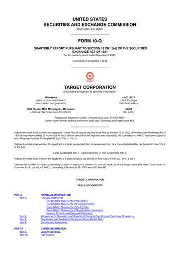 Miniature Target 10-Q Rapport trimestriel  