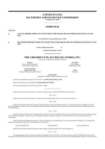 Thumbnail The Children's Place
 10-K Annual Report 