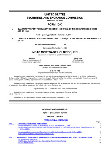 Thumbnail Impac Mortgage Holdings 10-Q Quarterly Report FY 