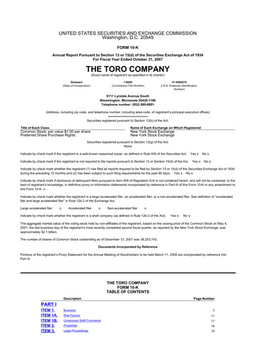 Thumbnail The Toro Company
 10-K Annual Report 