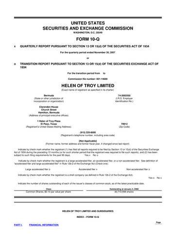 Vorschaubild Helen of Troy 10-Q Quartalsbericht  