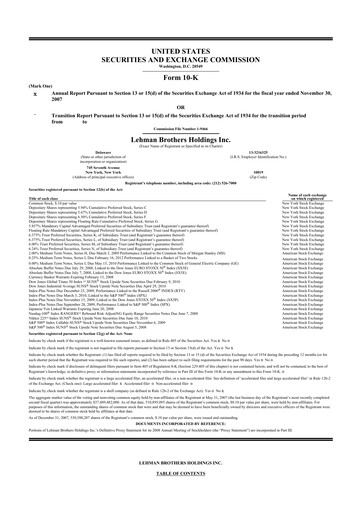 Vorschaubild Lehman Brothers 10-K Jahresbericht 