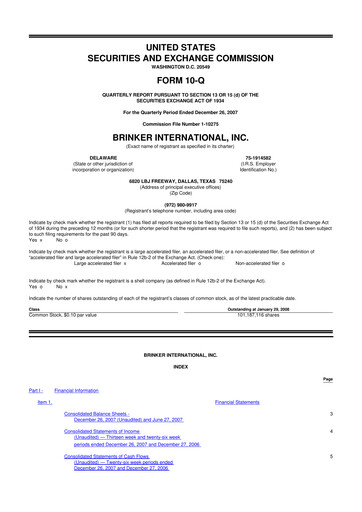 Thumbnail Brinker International
 10-Q Quarterly Report FY 