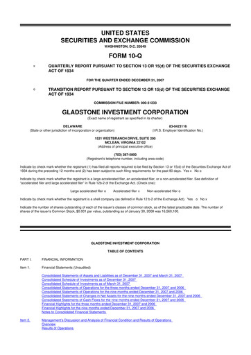 Thumbnail Gladstone Investment 10-Q Quarterly Report FY 