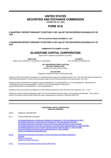 Thumbnail Gladstone Capital Corporation 10-Q Quarterly Report FY 