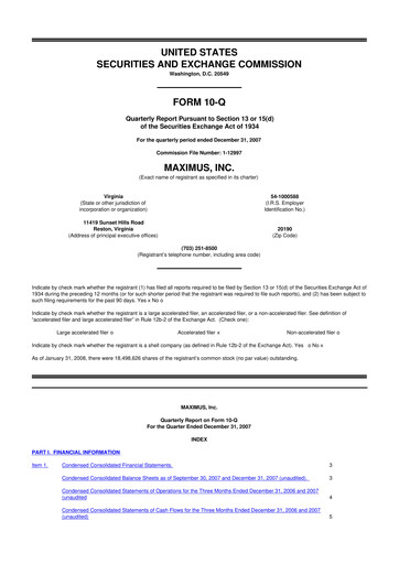 Thumbnail Maximus 10-Q Quarterly Report FY 