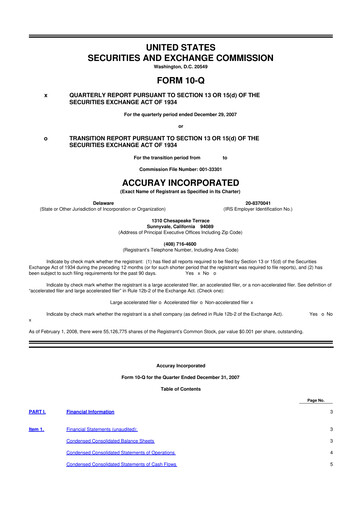 Miniature Accuray 10-Q Rapport trimestriel  