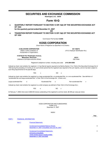 Thumbnail Koss 10-Q Quarterly Report FY 