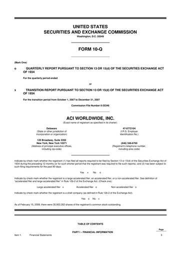 Thumbnail ACI Worldwide
 10-Q Quarterly Report FY 