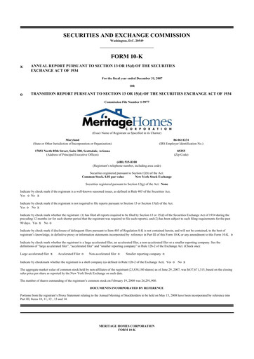 Thumbnail Meritage Homes 10-K Annual Report 