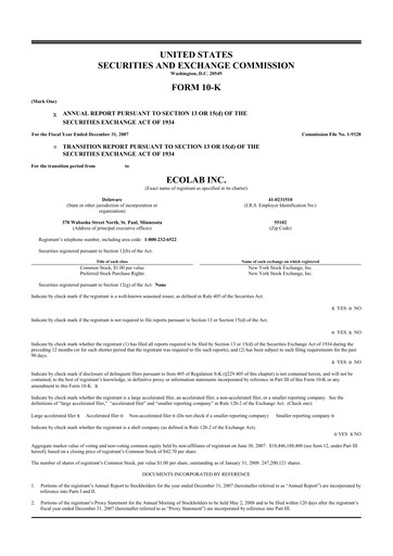 Thumbnail Ecolab 10-K Annual Report 