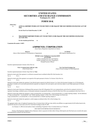 Thumbnail Amphenol 10-K Annual Report 