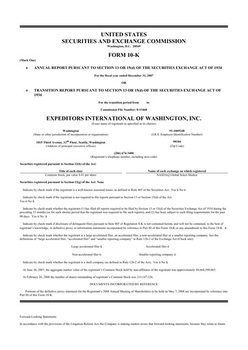 Miniature Expeditors International 10-K Rapport annuel 