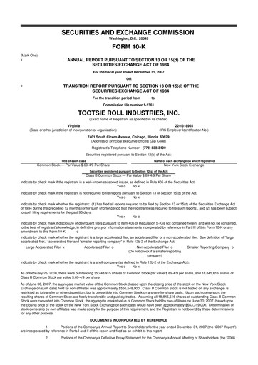 Miniature Tootsie Roll Industries
 10-K Rapport annuel 