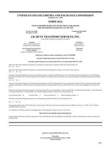 Thumbnail J. B. Hunt
 10-K Annual Report 