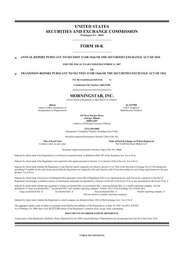 Thumbnail Morningstar
 10-K Annual Report 