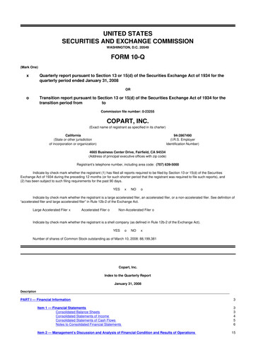 Miniature Copart
 10-Q Rapport trimestriel  